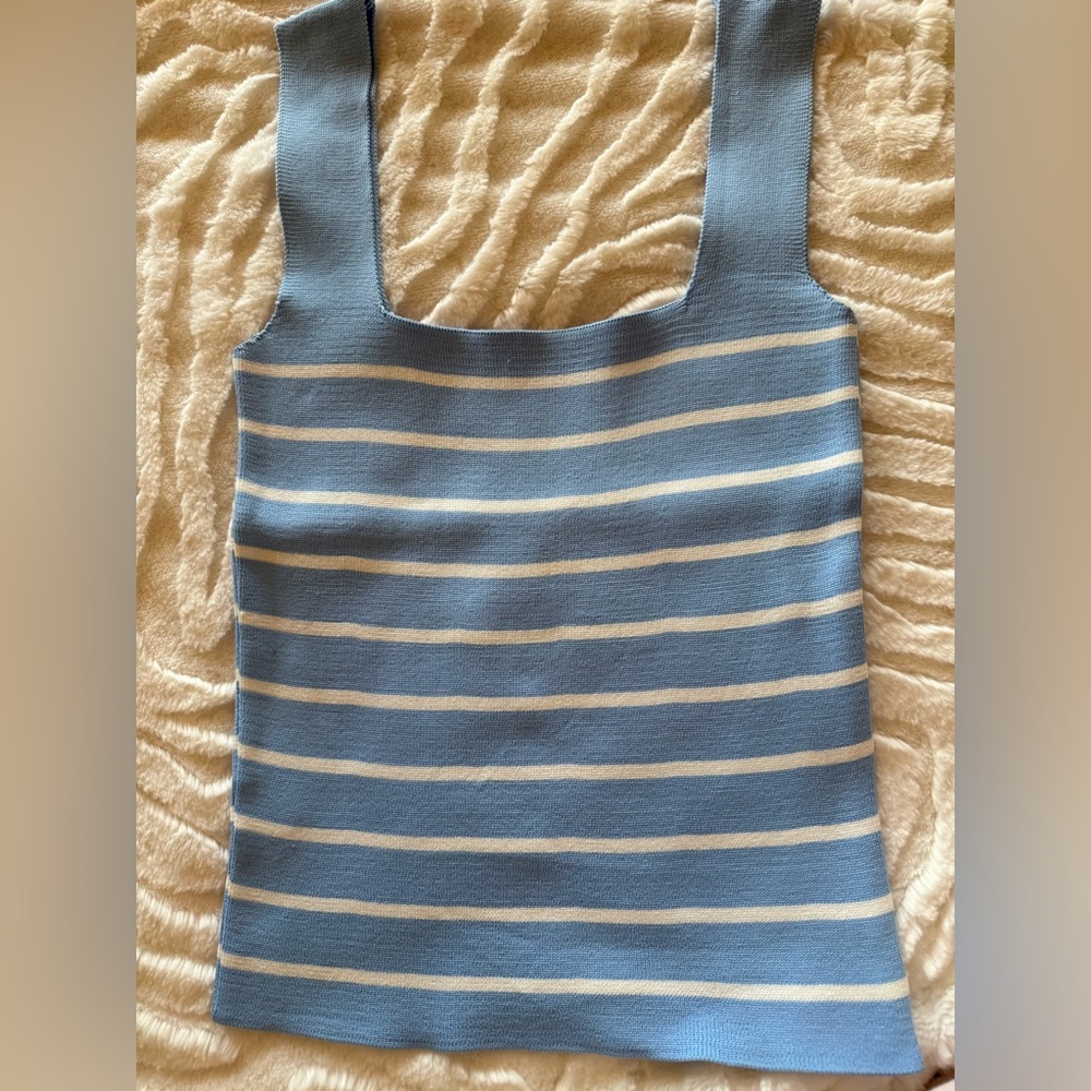 T194- Striped Blue and White Crop Top